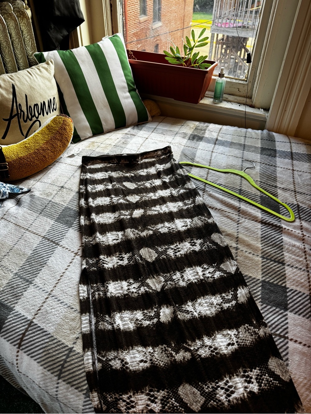 Michael Kors Brown and White Striped Maxi Skirt